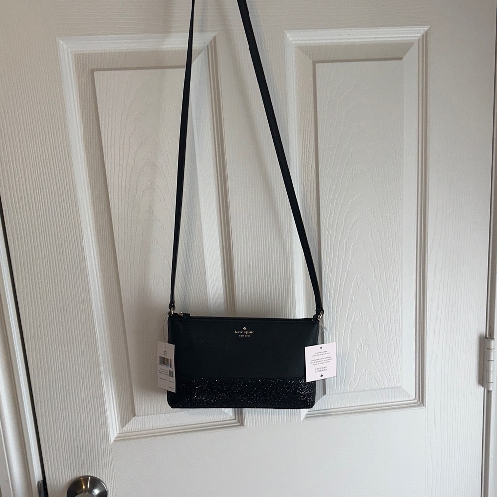 NWT Kate Spade Black Glitter Crossbody Bag